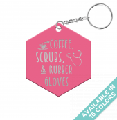 Coffee, Scrubs, and Rubber Gloves Hexagon Keychain